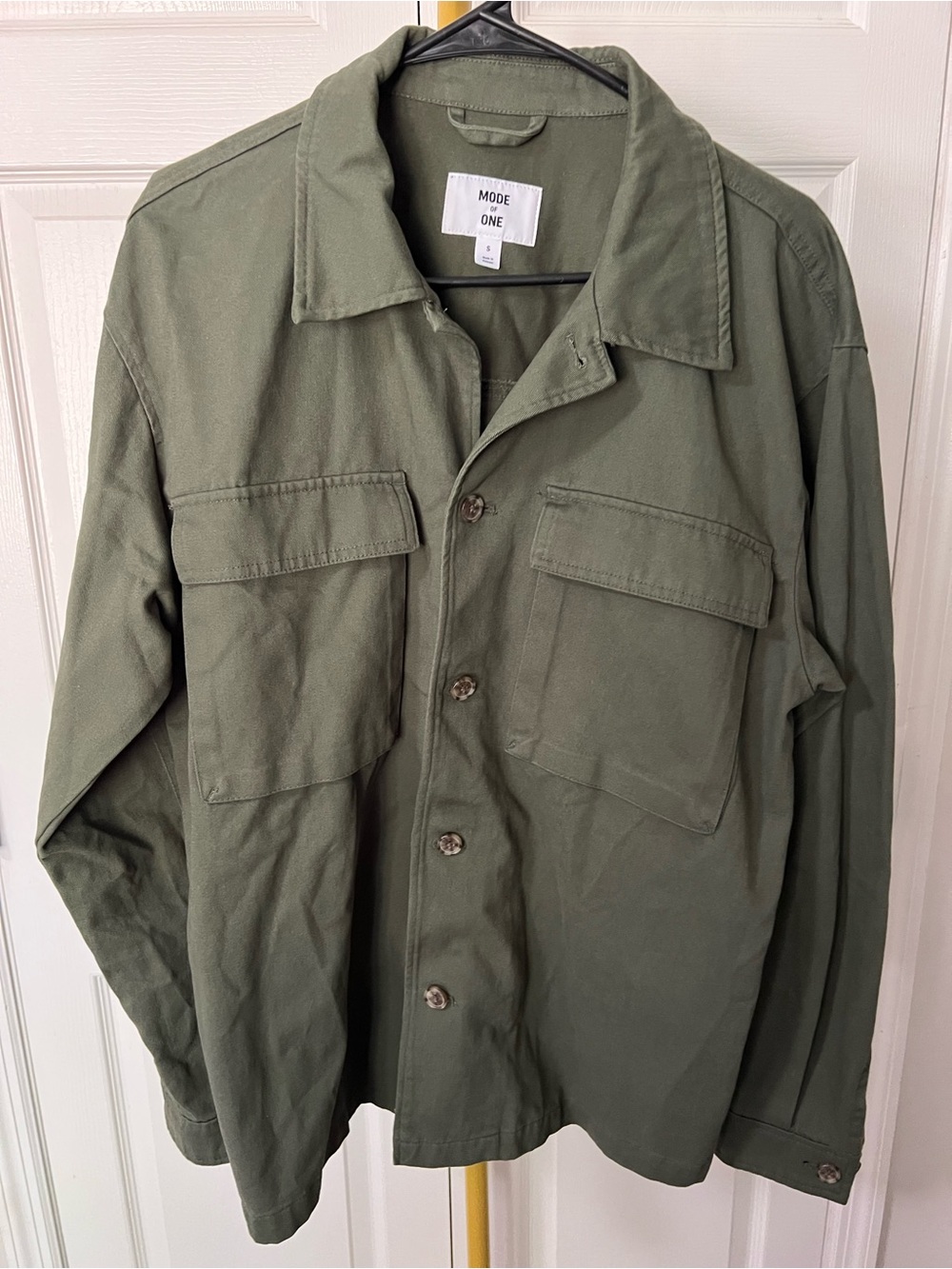 Mode of One Olive Green Men's Utility Shirt Jacket Shacket